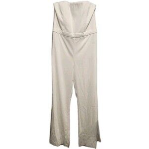 Alice + Olivia White Lavera Strapless Flare-Leg Jumpsuit Size 12 NWT